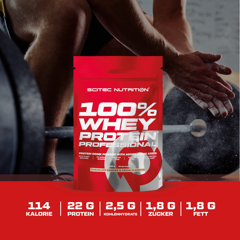 [Australia] - Scitec Nutrition 100% Whey Protein Professional - Enriched with additional amino acids and digestive enzymes - Gluten free - Palm oil free, 1 kg, vanilla 33 servings (pack of 1) 