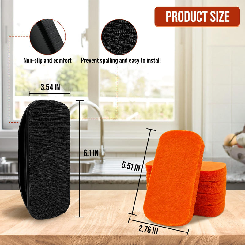 [Australia] - 6-Piece Griddle Cleaning Kit for Blackstone, Flat Top Grill Cleaning Kit Non-Scratch Scouring Pads for Kitchen - 5 Scrubber Pads and 1 Handle Orange Orange-6pcs 