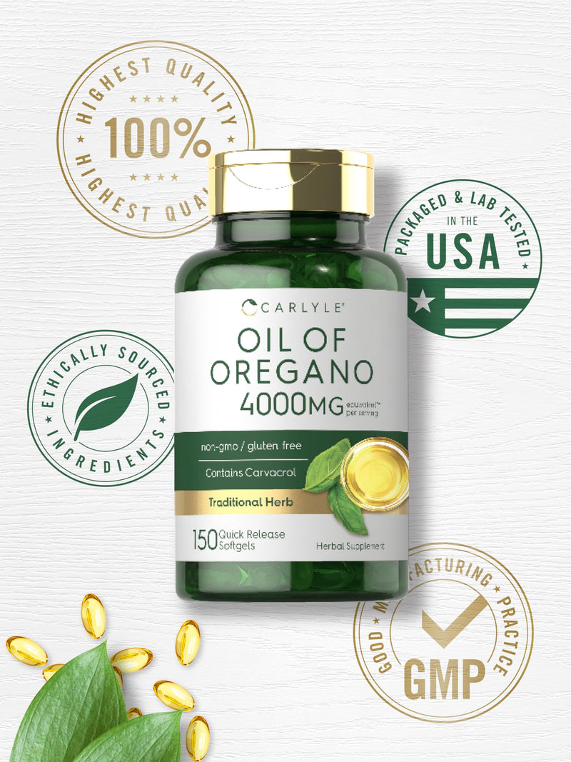 [Australia] - Carlyle Oregano Oil 4000mg Supplement | 150 Softgel Capsules | Contains Carvacrol | Non-GMO & Gluten Free Formula 150 Count (Pack of 1) 
