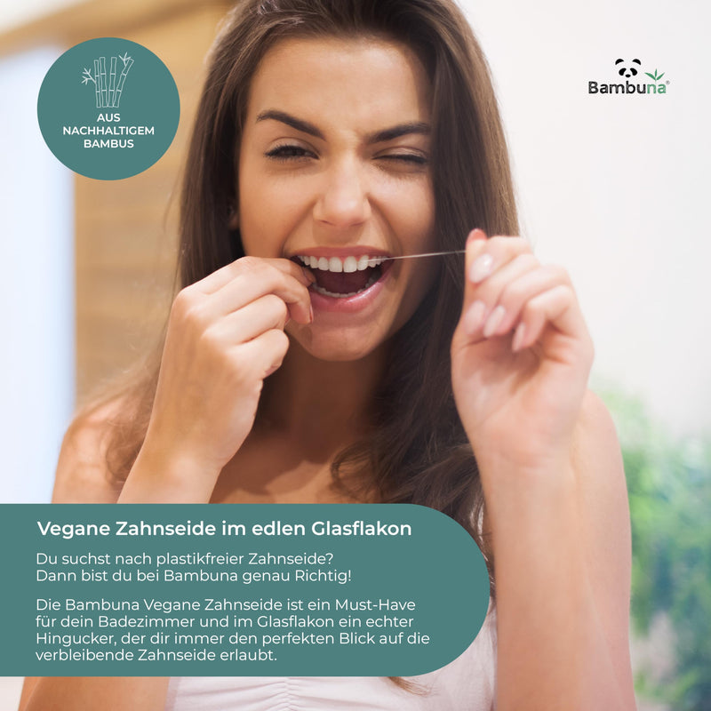 [Australia] - BAMBUNA dental floss in a jar with mint flavor 30 m - dental floss - zero waste dental floss - vegan dental floss made from corn starch - dental floss plastic-free - dental floss in a jar with separating lid - Made in Germany 30.00 m (pack of 1) 