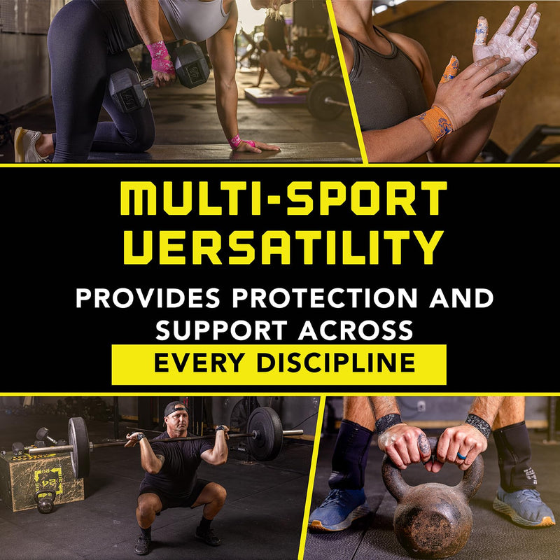 Goat Tape Super Stretchy Thumb Tape - Weightlifting Hook Grip Tape & WOD Tape for Cross Training, Gym Workout Tape, Athletic Finger Wrap - Flexes with Every Move, 2 Black 2 Yellow Rolls