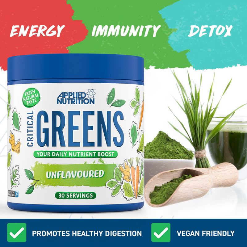 Applied Nutrition Critical Greens Bundle - Super Greens Powder, Boost Your Immune System with Superfood Nutrients, Vegan (150g - 30 Servings) (Lemon & Lime + Apple Burst) 300 g (Pack of 1)
