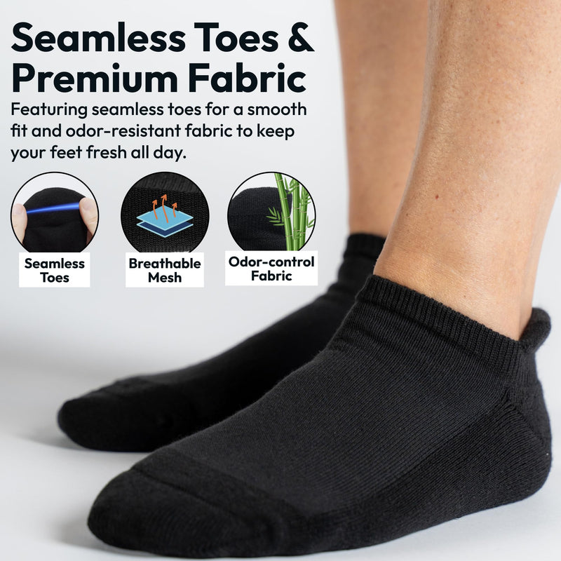 [Australia] - Viasox Diabetic Ankle Socks for Women & Men 3 Pack, Low Cut Non Binding, Seamless Neuropathy Socks Medium White 