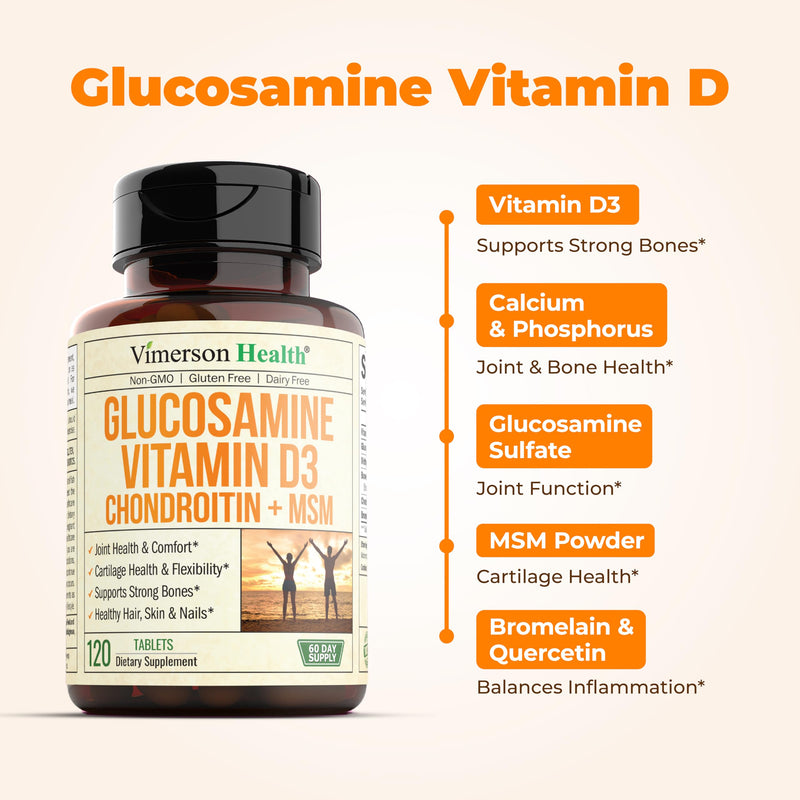 [Australia] - Glucosamine Chondroitin with Vitamin D, Boswellia, Bromelain - Joint Supplement for Women & Men ‚Äì Supports Bone Health, Mobility & Comfort - Joint Support Supplement with Vit D - FSA Eligible 120 Tabs 120 Count (Pack of 1) 