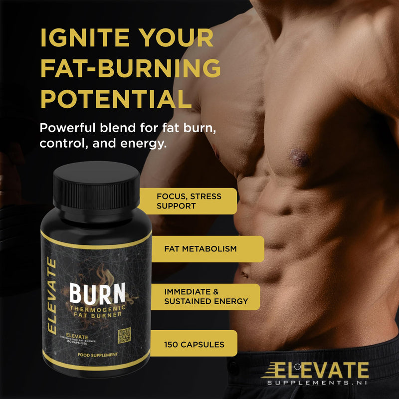 Burn Thermogenic Fat Burner for Men & Women - Metabolism Booster & Energy Support Supplement, Supports Weight Management, Focus & Craving Control, 30 Servings - (150 Capsules)