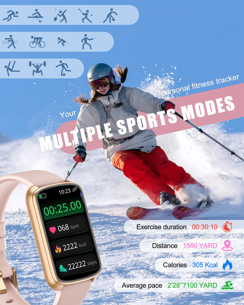 [Australia] - Fitness Tracker, Smart Watch for Women Men with 24/7 Heart Rate/Blood Pressure/Blood Oxygen Monitor,Sleep Tracker,Step & Calorie Counter, IP68 Waterproof Fitness Watches Compatible with Android&iPhone Pink 