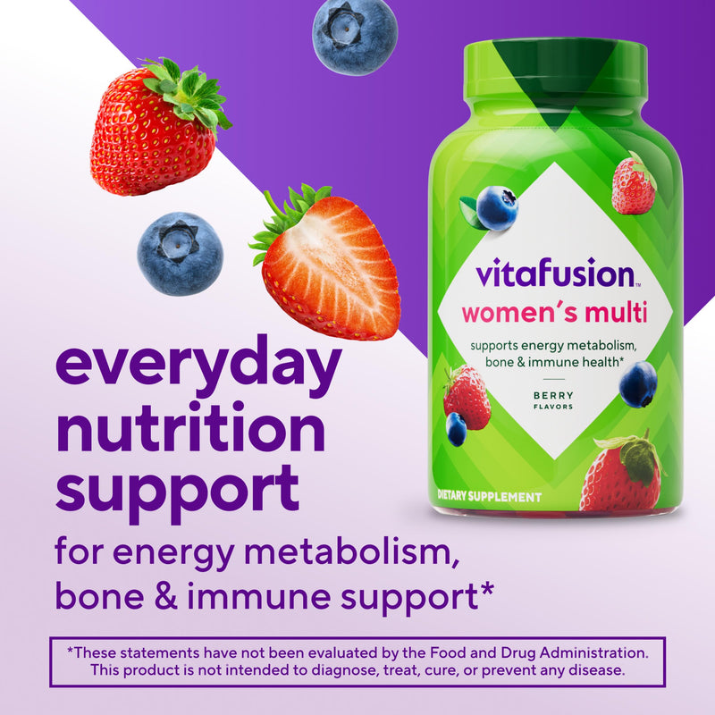Vitafusion Women's Multivitamin Gummy | 120 Adult Gummies | with Vitamins A, B, C, D, E | Berry Flavor | Gluten and Dairy-Free Supplement 120 Count (Pack of 1) New Version: 120 count, +10% ACE Vitamins