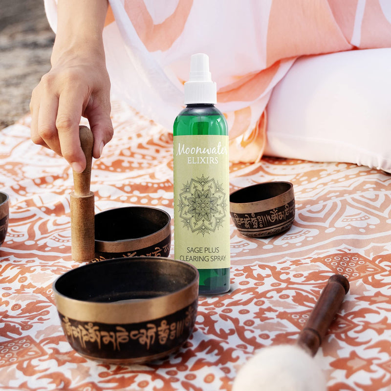 White Sage Smudge Spray for Spiritual Cleansing & Aura Protection, Sage Spray for Cleansing Negative Energy & Protection, Home & Meditation, Clear Quartz Reiki Energized Aromatherapy Room Mist 2X 8oz