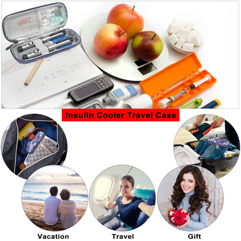[Australia] - JAKAGO Insulin Cooler Bag, Portable Insulin Pen Bag with 2 Nylon Ice Packs for Diabetes Accessories & Cooler Diabetes Medication (Flower) Flower 