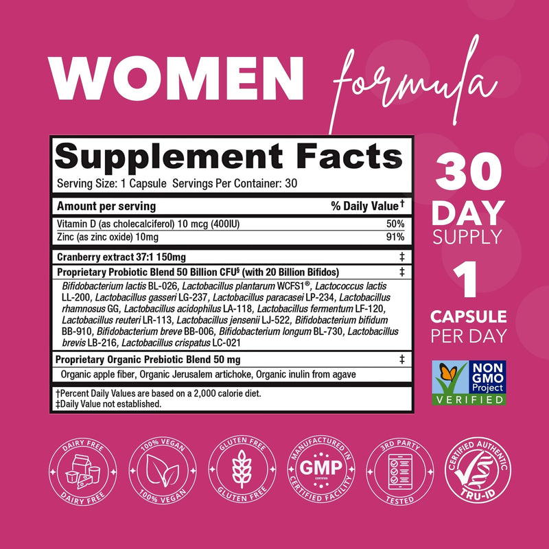 [Australia] - Probiotics for Women Vaginigal Health - Supports pH Balance, Vaginal, Urinary, & Digestive Health - 50 Billion CFU & 15 Unique Strains for Healthy Vaginal Odor & Vaginal Flora - Shelf Stable 60 Capsule 