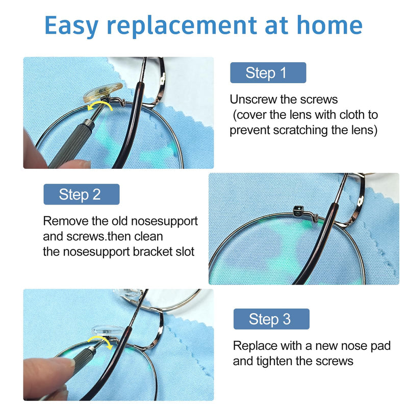 [Australia] - Glasses nose pads silicone, 25 pairs of nose pads, glasses to plug in, 5 styles glasses nose pads, nose pads for glasses, with screws, tweezers and glasses cleaning cloths. Suitable for glasses repairs 