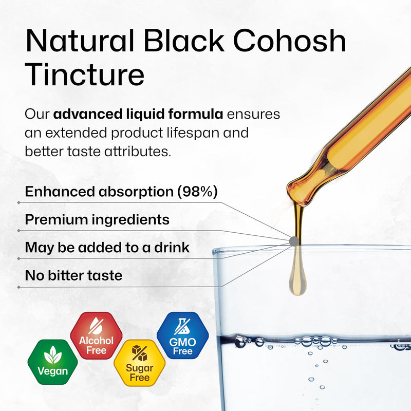 [Australia] - Black Cohosh Supplement for Women - Organic Black Cohosh Tincture - Alcohol and Sugar Free Vegan Drops 4 Fl.Oz. 4 Fl Oz (Pack of 1) 