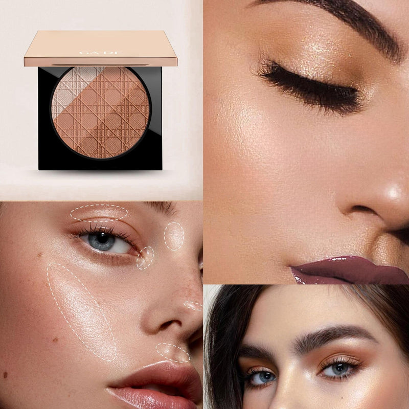 [Australia] - GA-DE Glow FX Natural Face Palette - Blush for Cheeks, Bronzer Powder, and Highlighter Makeup - Enriched with Jojoba Oil - 135 Cool and Cozy - 0.42 oz 512 - Carnelian 