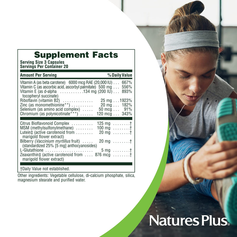 NaturesPlus Lutein Rx-Eye - 60 Capsules - Eye Function Support Supplement with Zeaxanthin & Antioxidants - Gluten Free - 20 Servings