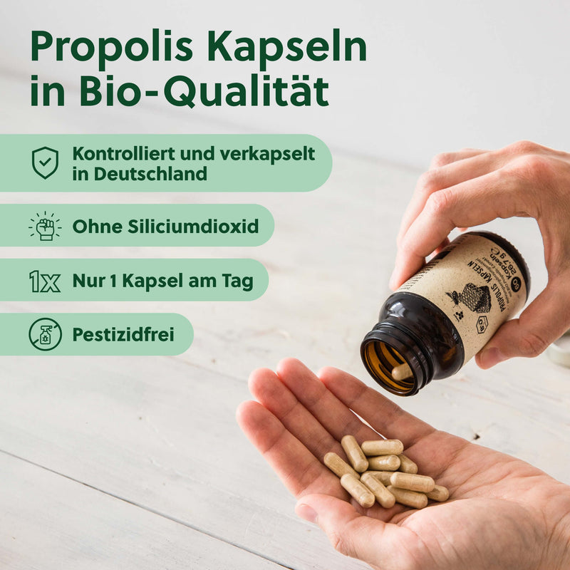 [Australia] - beegut ORGANIC propolis capsules, 60 capsules in a vegetable capsule shell with ORGANIC propolis extract, sustainable packaging, 60 pieces (pack of 1) 