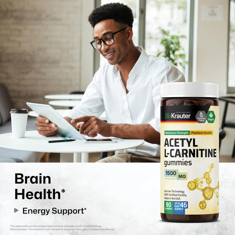 [Australia] - Acetyl L Carnitine Gummies - Vegan L-Carnitine Supplement for Energy Support - Amino Acid Acetyl L- Carnitine 1500 mg - Organic, Pectin-Based, Non-GMO 