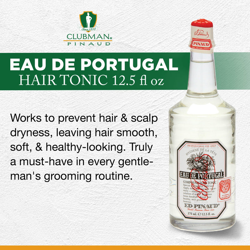 [Australia] - Clubman Pinaud Eau de Portugal Compound Hair Tonic, Formulated for Light Hair, Removes Loose Dandruff, 12.5 fl oz, 1-pack 12.5 Fl Oz (Pack of 1) Modern 