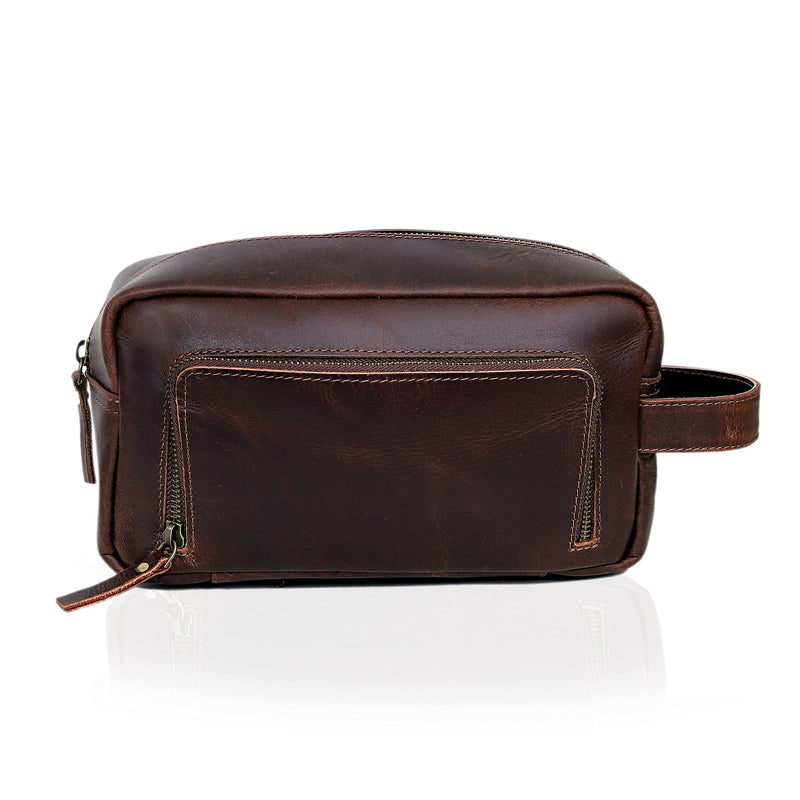 Men's Toiletry Bag Leather Travel Toiletry Bag Dopp Kit for Men Shaving Bag for Travel Accessories 101 YEAR QUALITY REPLACEMENT WARRENTY Dark Chocolate Brown