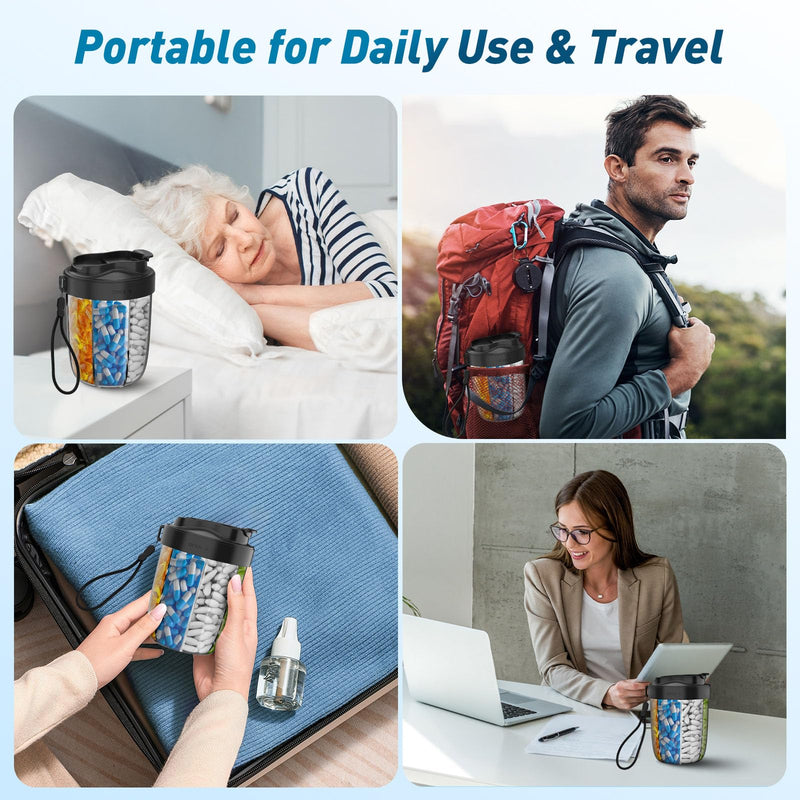 [Australia] - Large Pill Organizer with 7 Large Compartments - Portable Pill Dispenser for Travel, Anti-Mix Design & Wide Opening Design, Easy Access to Vitamin Dispenser, Includes 20 Blank Stickers (Black) Black 
