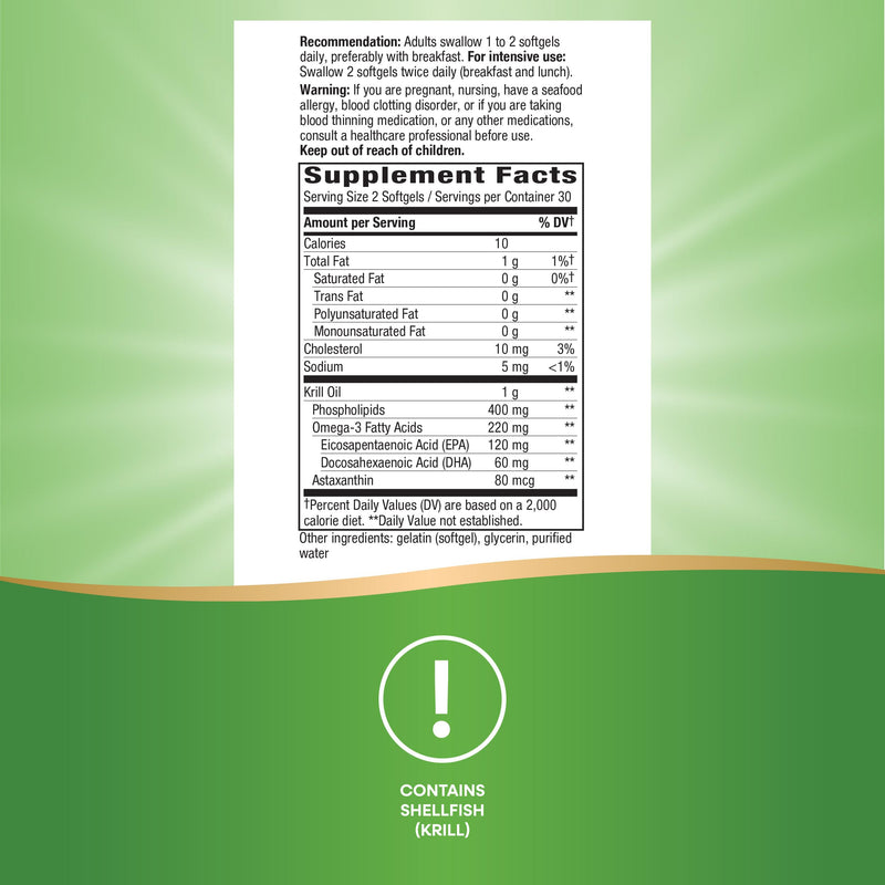 [Australia] - Nature's Way Krill Oil 100% Pure Krill Oil Unflavored 60 Count (Pack of 1) 