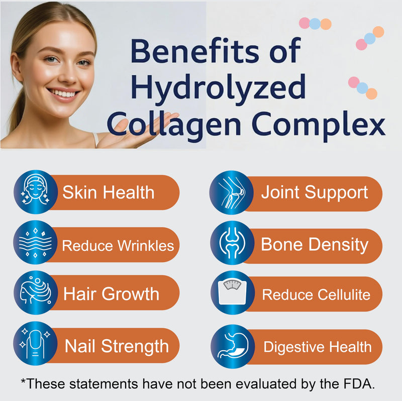 Multi Collagen Peptides Powder - Type I, II, III, V, X - Hydrolyzed Collagen Peptides with Vitamin C Hyaluronic Acid, Supports Skin Hair Nail & Joint, Grass-Fed, Non-GMO, 35 Servings