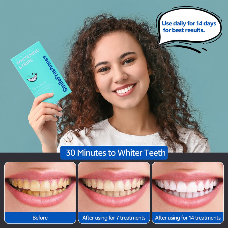 [Australia] - Teeth Whitening Strips, 14-Day Treatments Clinically Proven for Visible & Affordable Teeth Whitening, Enamel Care Whitening, Reduced Sensitivity Formula, Coconut. 