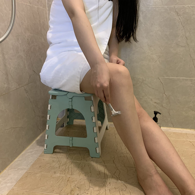 [Australia] - Shower Stool for Inside Shower Shaving Legs, Foldable Shower Small Shower Stool, Waterproof Plastic Corner Shower Foot Rest, Pedicure Stand Foot Rest,Green Green 