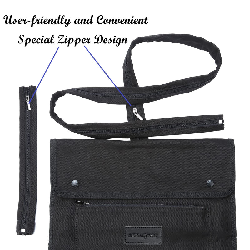 [Australia] - Urine Drainage Bag Holder Bag Cover with Zipper Pipe Sleeve & Adjustable Shoulder Strap (Black) Black 