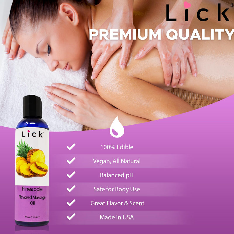 [Australia] - Lick Pineapple Flavored Massage Oil ‚Äì Romantic, Body Safe, Non-Greasy Formula, Date Night 4 oz 4 Fl Oz (Pack of 1) 