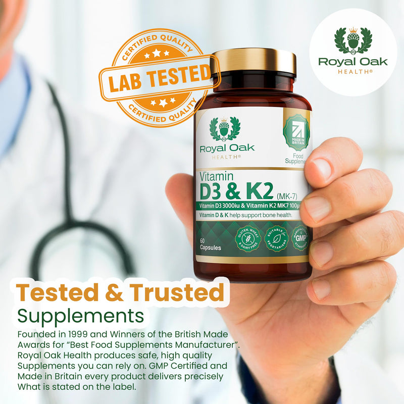 Vitamin D3 K2 High Strength MK7 Supplement (Vitamin D 3000 IU + 100mcg Vitamin K2 (MK7), Easy to Swallow Vitamin D3 and K2 Vitamin Capsules… (60 Capsules)