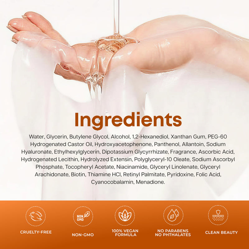 Clear Beauty Vitamin C & Collagen Face Mask – Hydrating & Firming Sheet Masks For Dry, Dull, Aging Skin – Dermatologist Tested, Anti-Aging, Korean Skin Care – Cruelty-Free Clean Beauty – 5 Count Vitamin C & Collagen (V2)