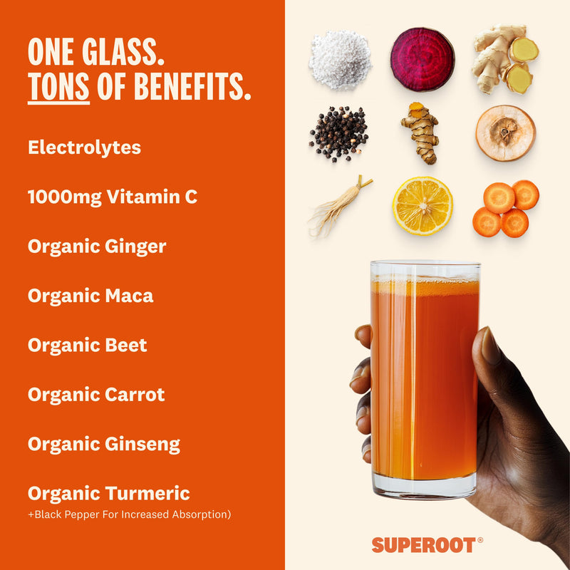 Organic Immunity Superfood Powder Ginger & Turmeric - Instant Hydration & Digestion Support - Daily Wellness Turmeric Mango Yuzu Drink - 3 Essential Electrolytes Organic Roots - (16 Servings) Mango & Yuzu