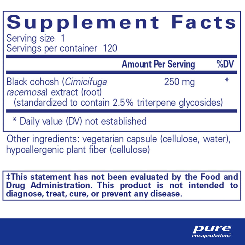 [Australia] - Pure Encapsulations Black Cohosh 2.5 | Hypoallergenic Supplement to Offer Support During Menopause* | 120 Capsules 120 Count (Pack of 1) 