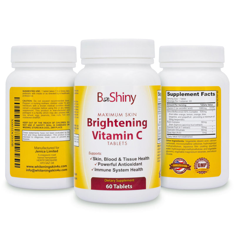 Vitamin C 1000mg Maximum Skin Brightening with Rose Hips and Bioflavonoids Immune Support Supplement, Antioxidant Tablets Healthy Aging, Builds Energy and Overall Well-Being