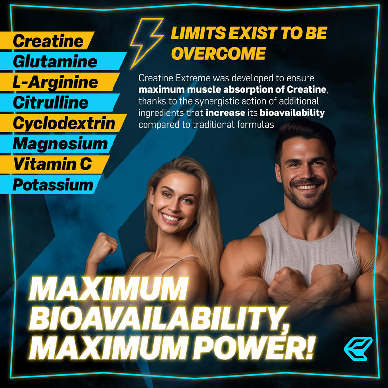 Italian Elite® Creatine Extreme, Creatine with Glutamine, Arginine, Citrulline, VIT C, Magnesium, Potassium. Pre-Post Workout 120 tabs Micronized Monohydrate with Rapid Muscle Absorption.