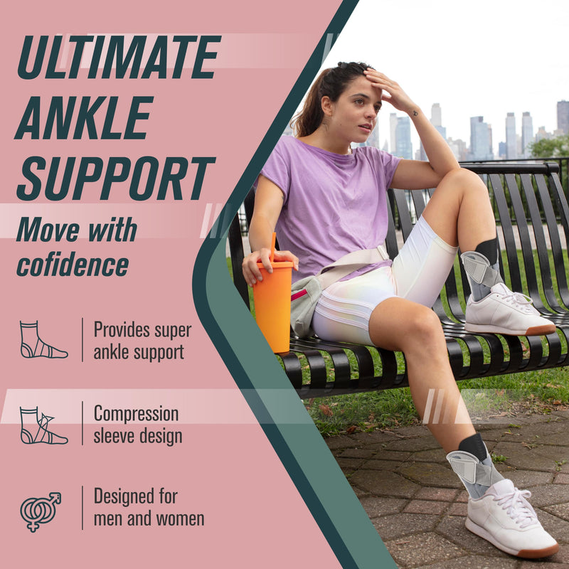 Ankle Brace for Women Men, Ankle Support Brace for Injury Recovery, Sprain, Achilles, Ankle Stabilizer for Running, Hiking, Basketball, Volleyball, Ankle Support for Women Men with Metal Support Bar Gray