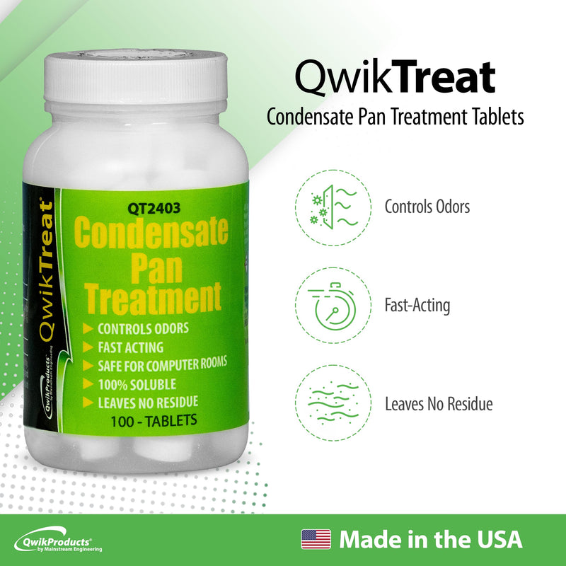 [Australia] - QwikTreat Condensate Pan Treatment Tablets, AC Drip Pan Tablets Air Conditioner Drain Line Cleaner, Control Odors, Overflow and Water Damage, 100 Tablets 