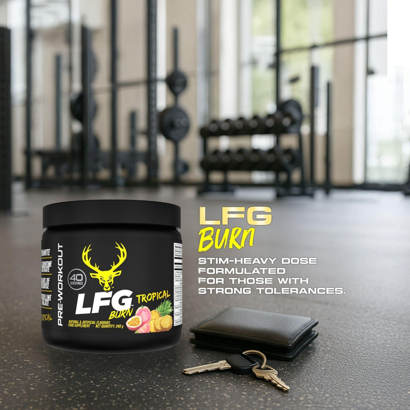 Bucked Up LFG Burn Pre-Workout Powder | Supports Energy & Endurance | Sugar Free | No Proprietary Blends | Tropical Flavour | 40 Servings
