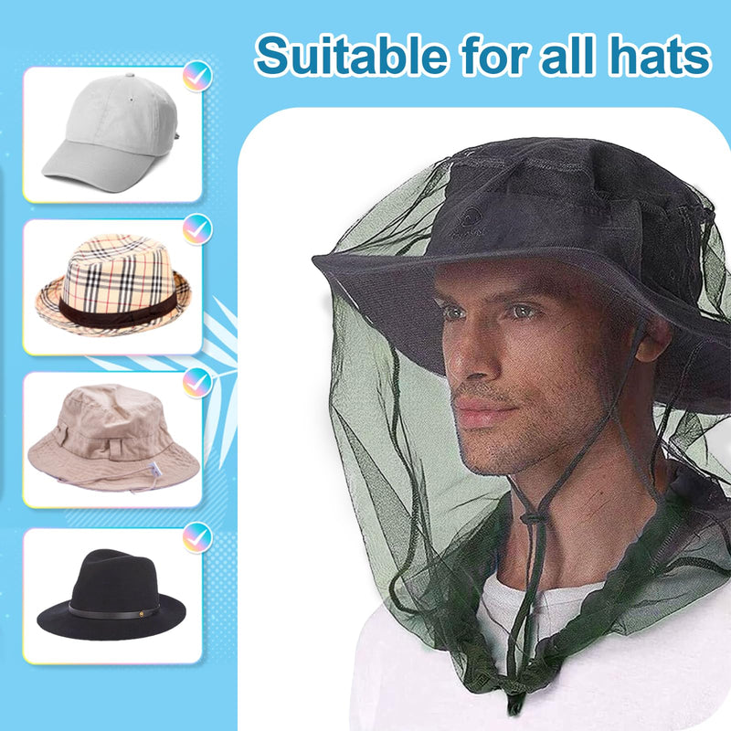 [Australia] - YIUWOD 2 pieces mosquito net head - hat with mosquito net - mosquito protection head - suitable for fishing, gardening, camping, hiking, pest control, comes with carrying bag 