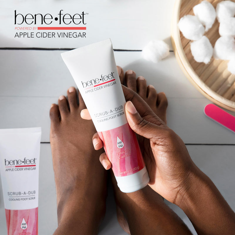 [Australia] - Benefeet Scrub-A-Dub Cooling Foot Scrub - Exfoliates + Refreshes Dry + Dull Skin, Get Smoother Skin from Heel to Toe, Made w/Vitamin E, Apple Cider Vinegar, Walnut Shell + Apricot Seed, 4 oz (2 Pack) 4 Ounce (Pack of 2) 
