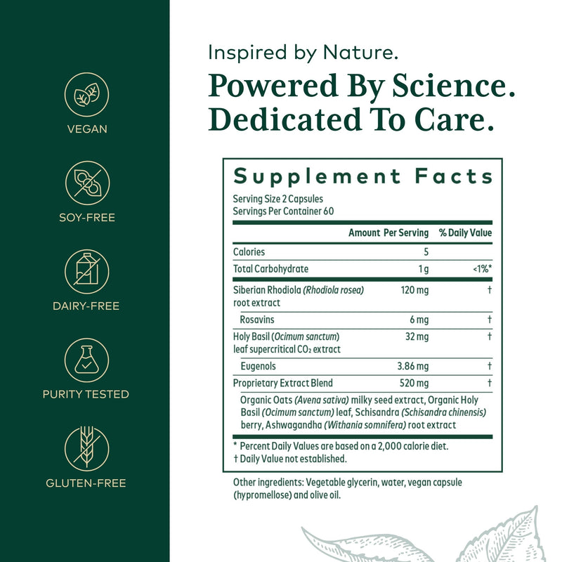 [Australia] - GAIA HERBS PRO Daytime HPA - Adaptogen Support Supplement - Nervous System Support Supplement with Olive Oil & Rhodiola* - Vegan, Gluten-Free, Soy-Free - 120 Liquid Phyto-Caps (60 Servings) 120 Count (Pack of 1) 