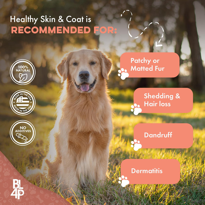 Natural Skin & Coat Supplement for Dogs, Large and Small, Dog Anti Itch Relief for Dry Skin, Rash, Allergy or Irritation, Reduces Shedding, Dandruff and Supports Dog Hair Growth, 400 Small Pills - PawsPlanet Australia
