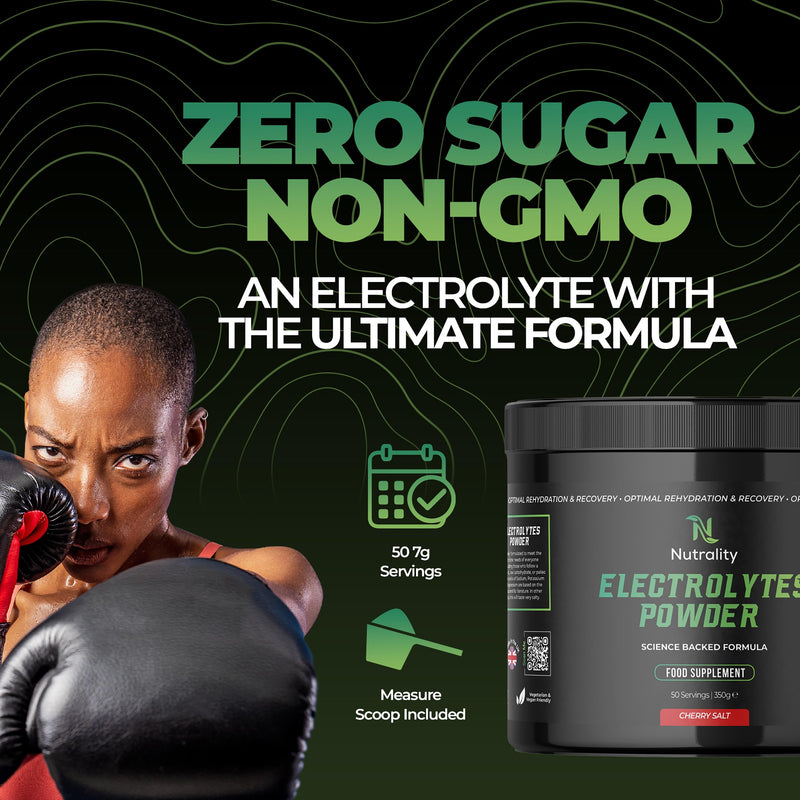 Electrolytes Powder 350g | Vegan | 50 Servings | Cherry | Sugar, Calcium & Artificial Flavour Free | Keto, Paleo Rehydration | 1000mg Sodium, 200mg Potassium & 60mg Magnesium