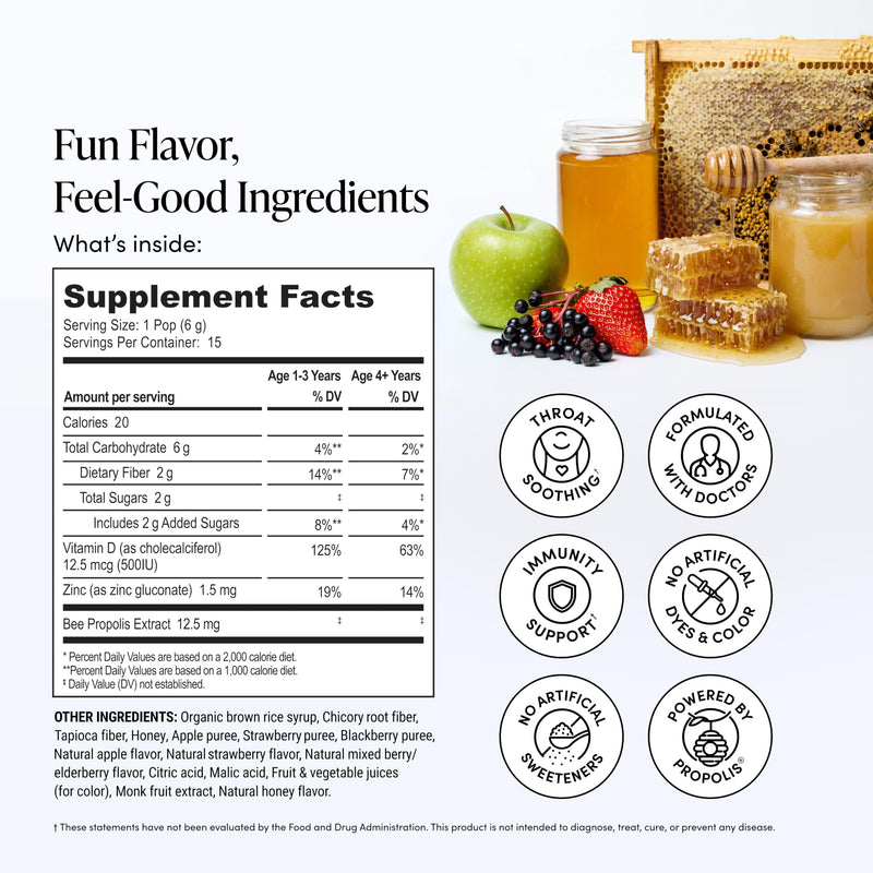 Beekeeper's Naturals Throat Soothing Lollipops w/ Honey, Variety Pk, 15 ct | Doctor Formulated Immune Support, Vitamin D & Honey, Under 2g Sugar, Clean Ingredients, 15 ct 3 Flavor Variety Pack