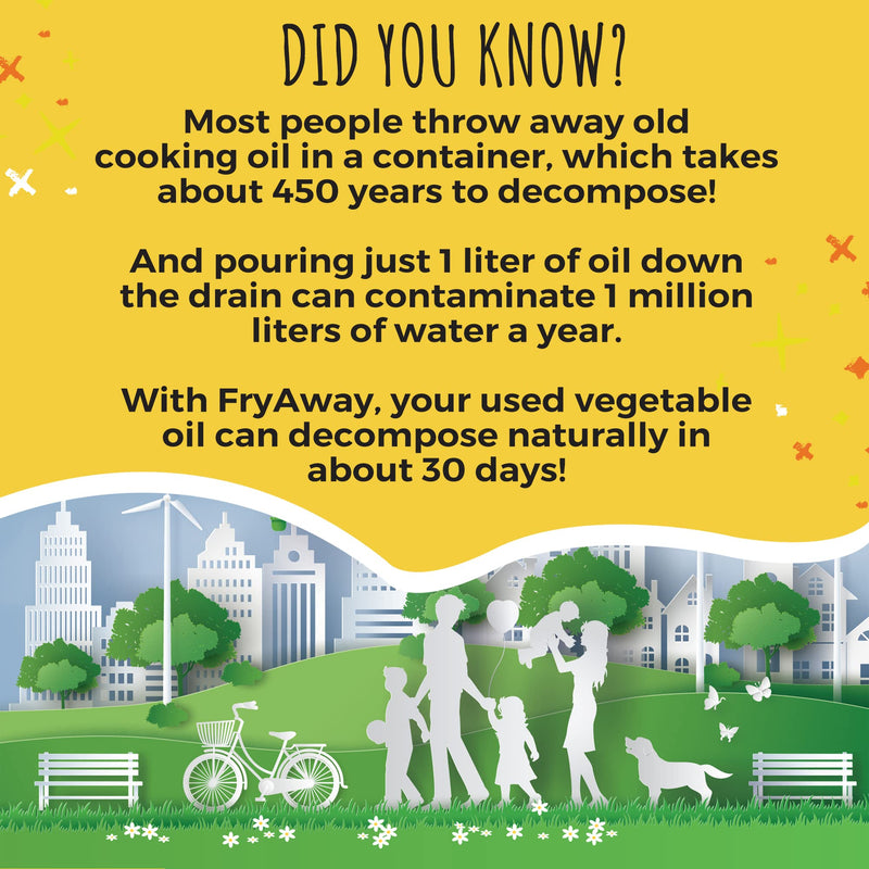 [Australia] - FryAway Deep Fry Cooking Oil Solidifier, Solidifies up to 16 Cups - Plant-Based Cooking Oil Solidifier Powder 