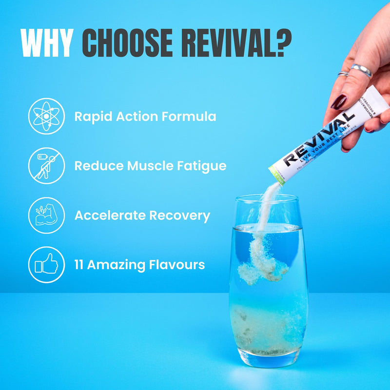 Revival Rapid Rehydration Sachets Electrolytes Powder High Strength Vitamin C, B1, B3, B5, B12 Supplement Sachet Energy Drink, Effervescent Electrolyte Hydration Tablets 12 Pack Apple Pear Flavours 12 Servings (Pack of 1) Apple & Pears