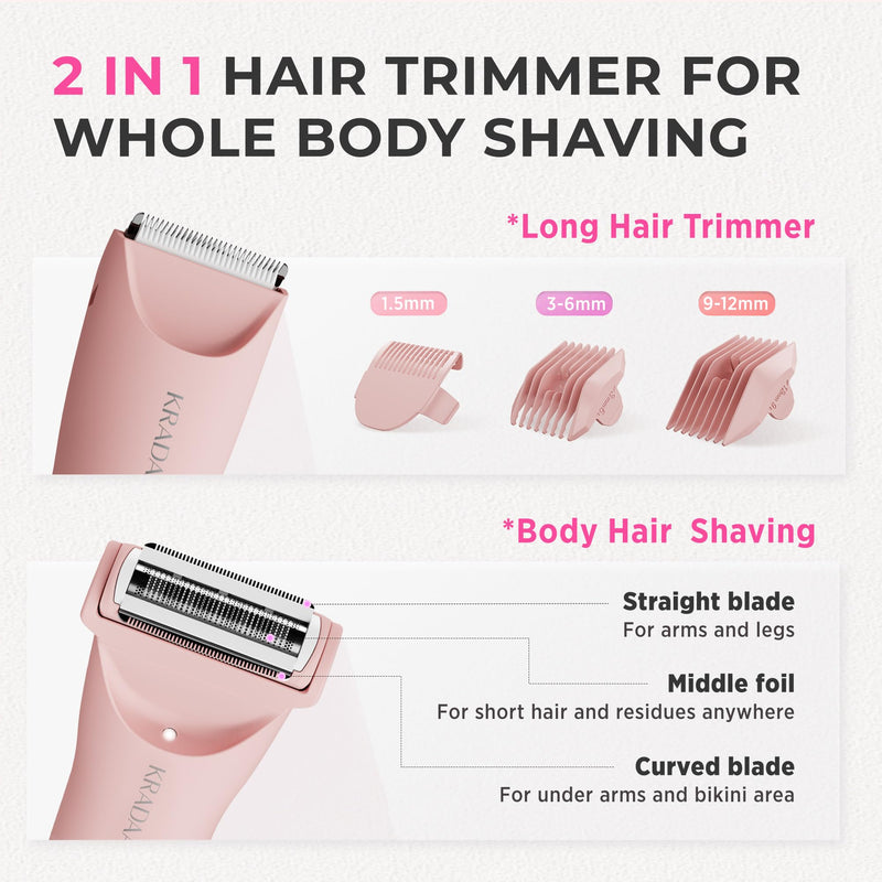 [Australia] - Bikini Trimmer for Women Pubic Hair: Painless Eletctric Razors for Women - Rechargeable Eletctric Shaver Waterproof IPX7 for Body Hair (Pink) 