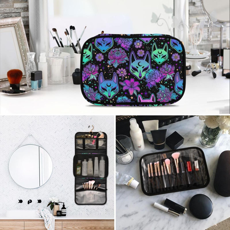 MNSRUU 3 PCS Toiletry Bag, Magic Fox with Camellia Hanging Makeup bag for Toiletries Travel Toiletry Organizer Bags Portable Clear Toiletry Kit Pattern 06