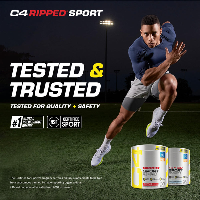 [Australia] - C4 Ripped Sport Pre Workout Powder Fruit Punch - NSF Certified for Sport + Sugar Free Preworkout Energy Supplement for Men & Women | 135mg Caffeine | 30 Servings 