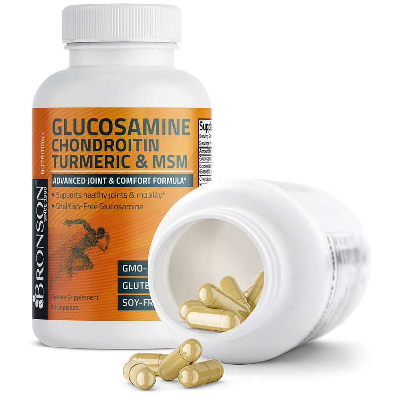 [Australia] - Bronson Glucosamine Chondroitin Turmeric & MSM Advanced Joint & Cartilage Formula, Supports Healthy Joints, Mobility & Cartilage - Non-GMO, 90 Capsules 90 Count (Pack of 1) 